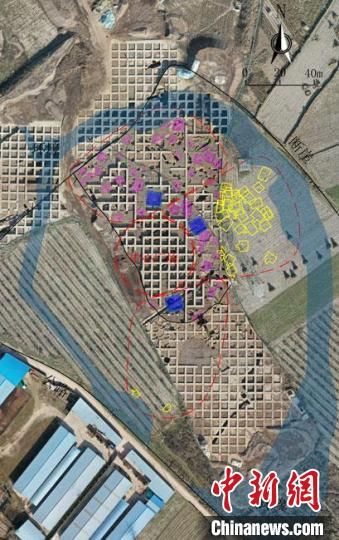 圖為位于甘肅省天水市張家川回族自治縣境內(nèi)的圪垯川遺址史家類型時期大型環(huán)壕聚落布局。(資料圖) 甘肅省文物局供圖