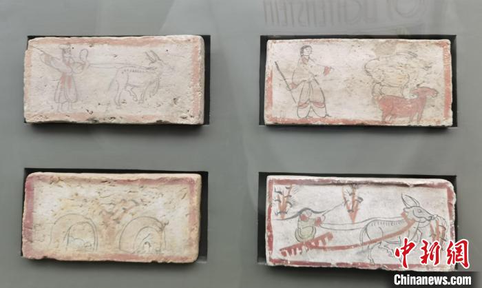 圖為嘉峪關(guān)長(zhǎng)城博物館館藏文物魏晉墓彩繪畫像磚中豐富多彩的古代農(nóng)牧業(yè)生產(chǎn)活動(dòng)。(資料圖) 丁思 攝