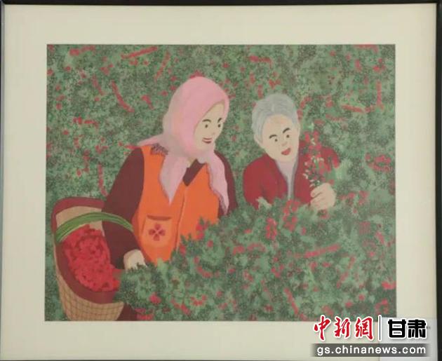 靖遠(yuǎn)縣枸杞種植業(yè)帶動(dòng)10多萬(wàn)農(nóng)民脫貧致富。刺繡 王明風(fēng) 繡稿 胡靜