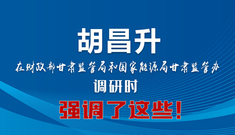 圖解|胡昌升在財政部甘肅監(jiān)管局和國家能源局甘肅監(jiān)管辦調(diào)研時強調(diào)了這些！