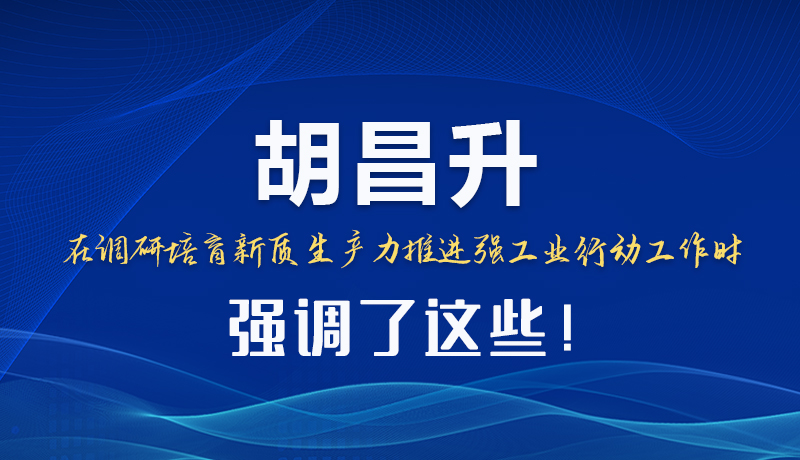 圖解|胡昌升在調(diào)研培育新質(zhì)生產(chǎn)力推進強工業(yè)行動工作時強調(diào)了這些！